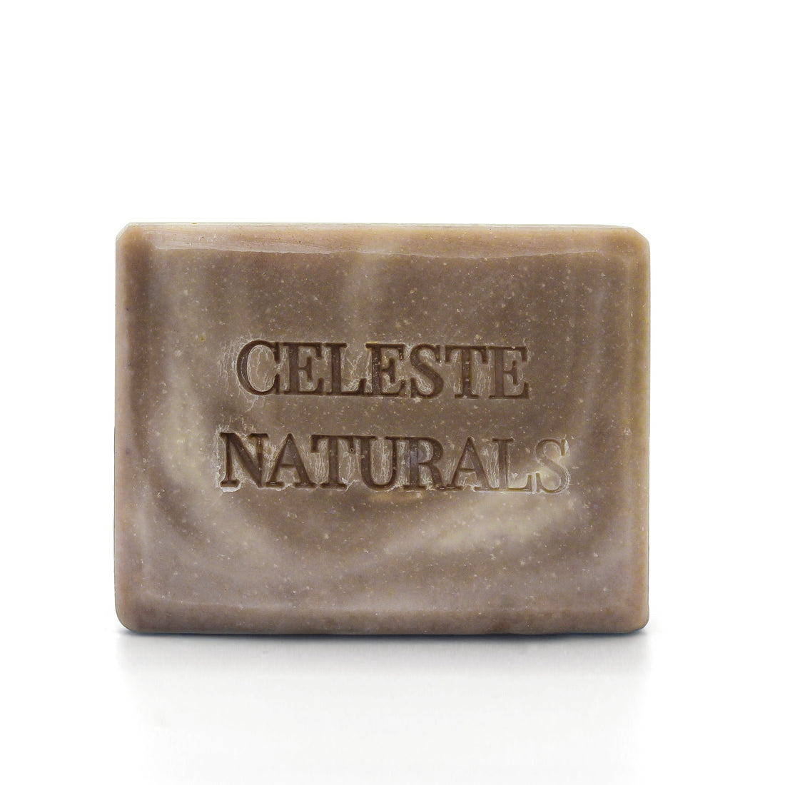 Bar of Celeste Naturals Lavender + Oat goat milk soap with a creamy lather