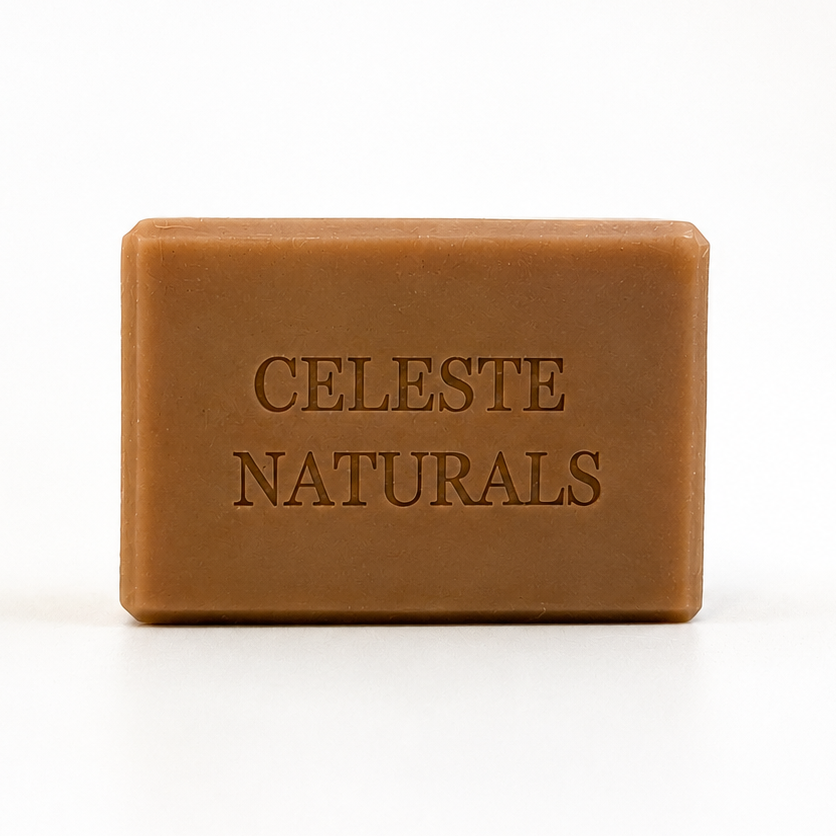 Brown bar of CELESTE NATURALS OAT + MILK + HONEY soap