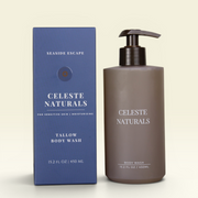 Celeste Naturals Seaside Escape Body Wash bottle next to Blue Box