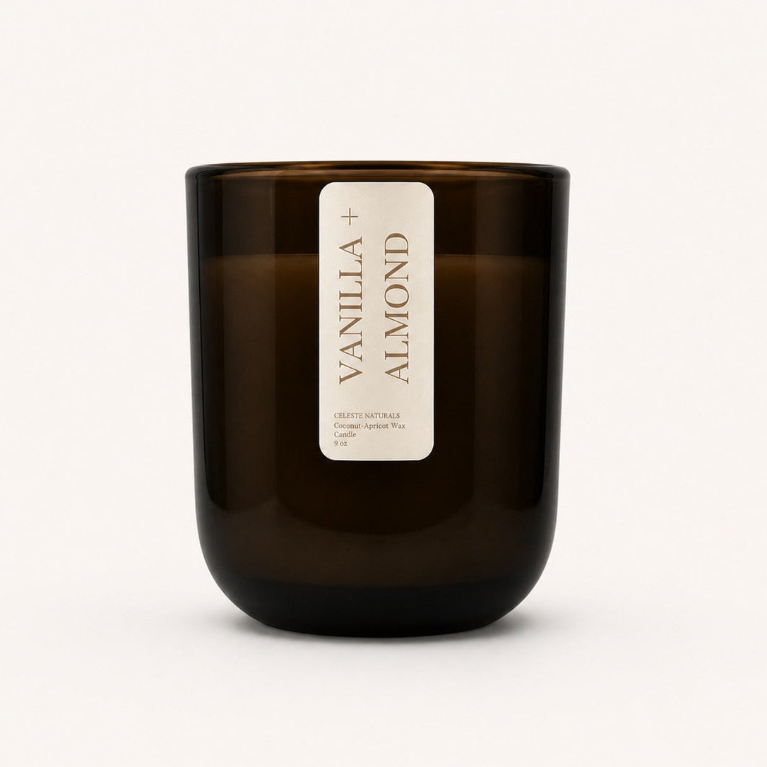CELESTE NATURALS VANILLA+ALMOND Coconut Apricot Wax Candle