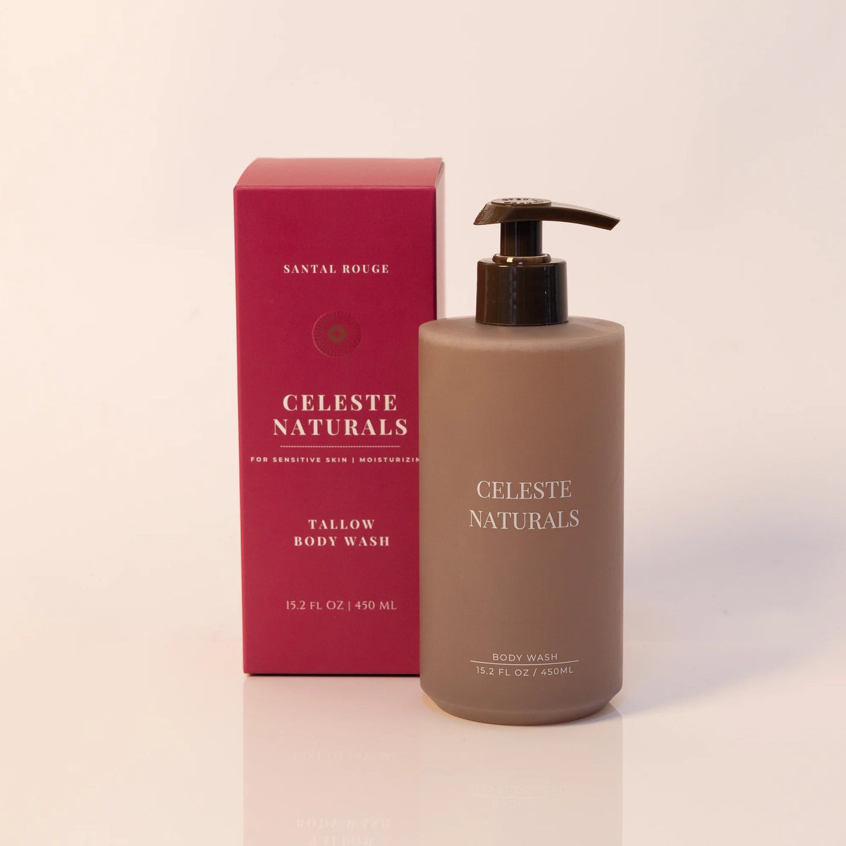 Celeste Naturals Santal Rouge Body Wash bottle with rouge box