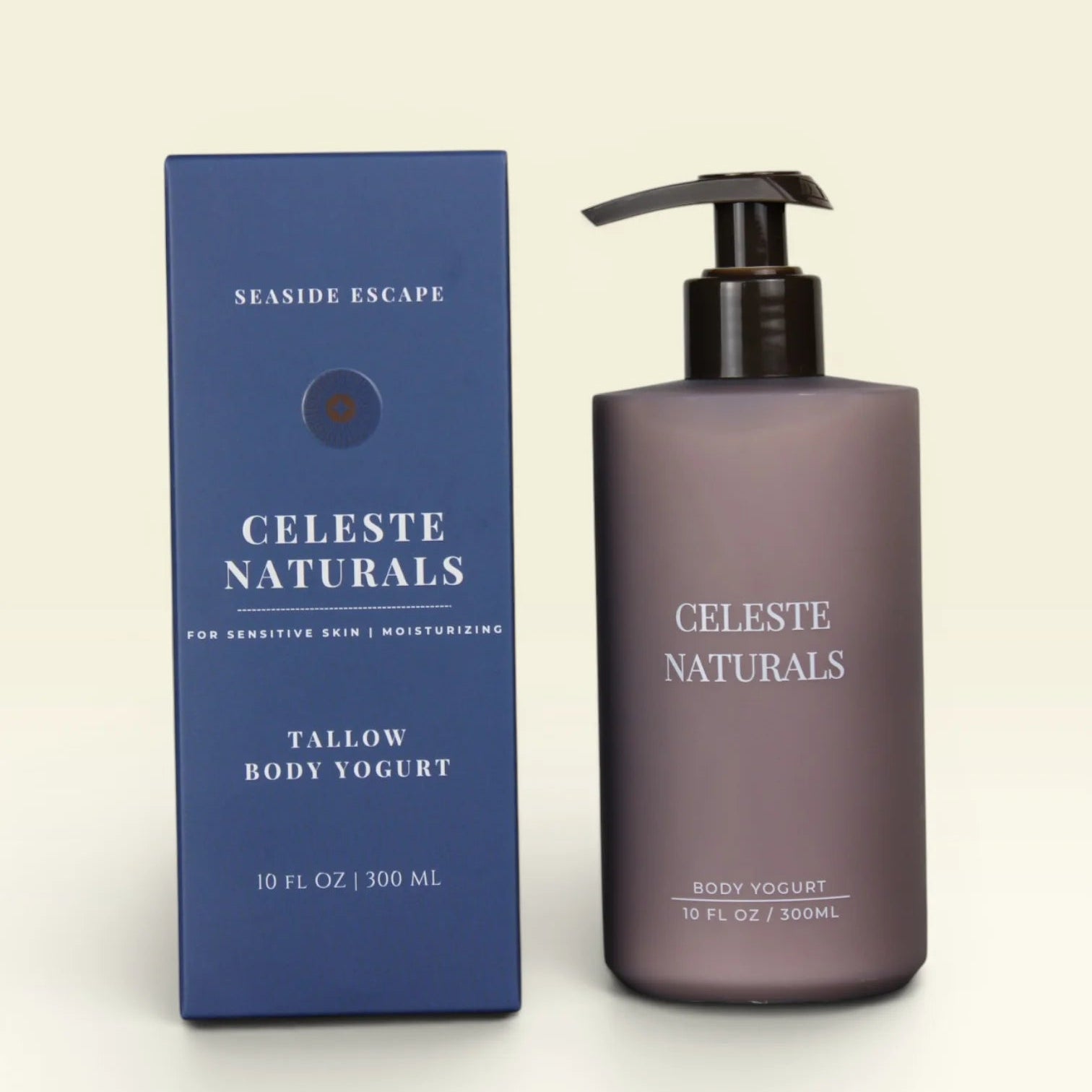 Celeste Naturals Seaside Escape Body Yogurt Bottle and Blue Box