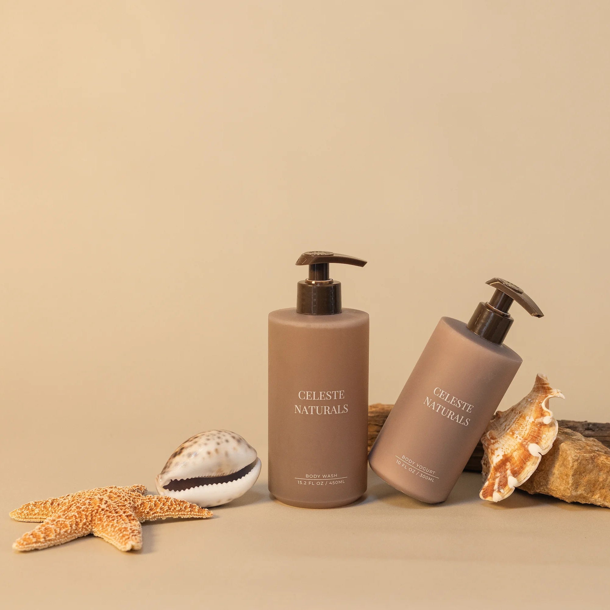 Celeste Naturals Seaside Escape Body Wash and Body Yogurt bottles